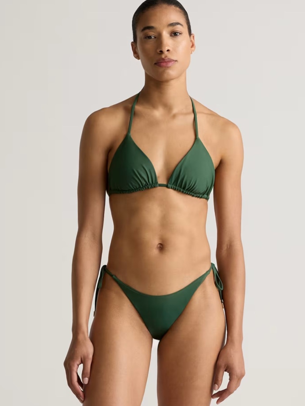 Quince Italian Triangle Bikini Top Palm Green NEW Sz L Adjustable